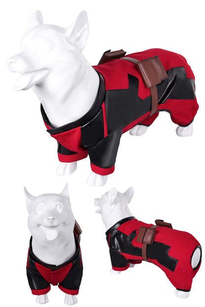 Pet Dog Pool Costume Dead Cosplay Pool Dogs Red Clothes Goggles for Small Large Puppy Halloween Disguise Clothing Glasses Badge